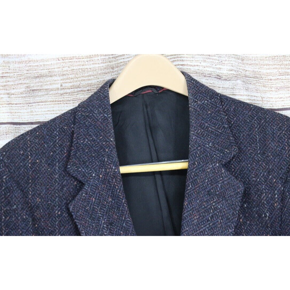 VINTAGE David Hunter Mens Tweed Wool Suit Sport Jacket Blazer Size 44R Navy Blue - Picture 5 of 10
